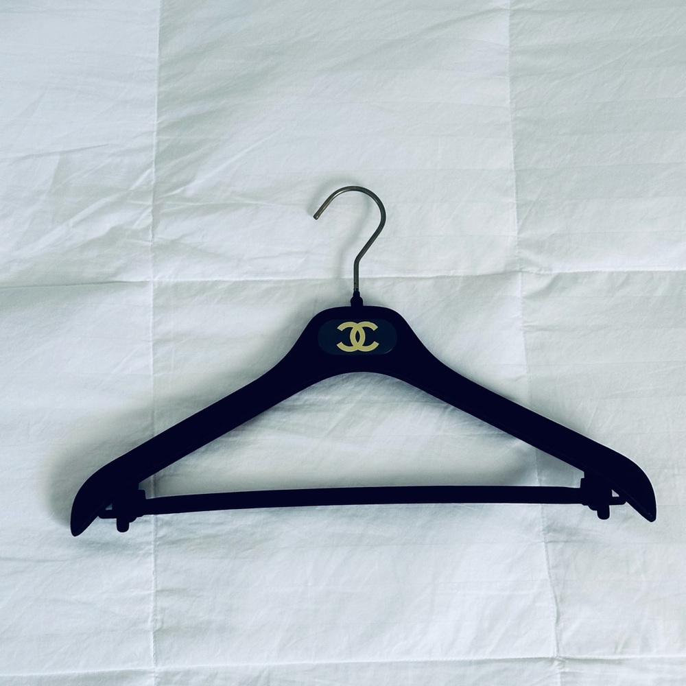 Authentic Chanel Black Velvet Luxury Hanger with Gold Logo